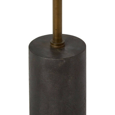 Black Marble Top Side Table With Antique Brass Iron Pole, Rany