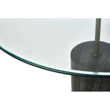 Black Marble Base Side Table With Clear Glass Top, Rany
