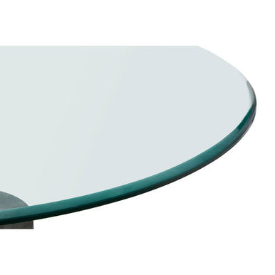 Black Marble Base Side Table With Clear Glass Top, Rany