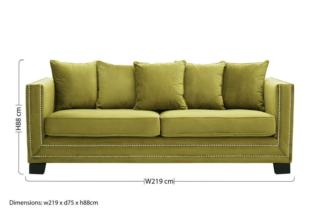 3 Seat Moss Velvet Sofa, Sofia