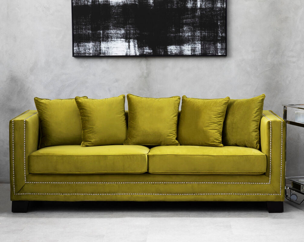 3 Seat Moss Velvet Sofa, Sofia
