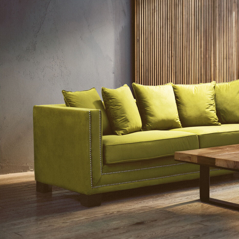 3 Seat Moss Velvet Sofa, Sofia