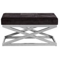 Kensington Townhouse Hair On Leather Cross Base Bench