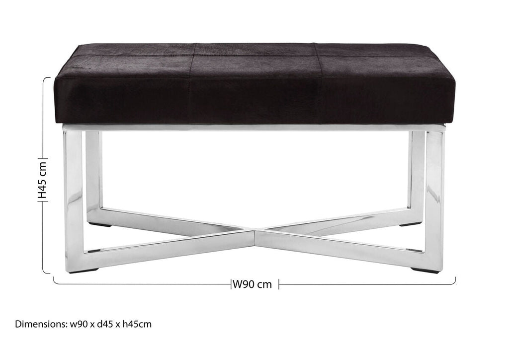 Kensington Townhouse Black Hair On Leather Leather Bench