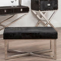 Kensington Townhouse Black Hair On Leather Leather Bench