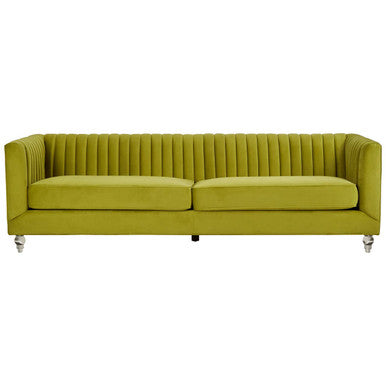 3 Seat Green Velvet Sofa, Brasa
