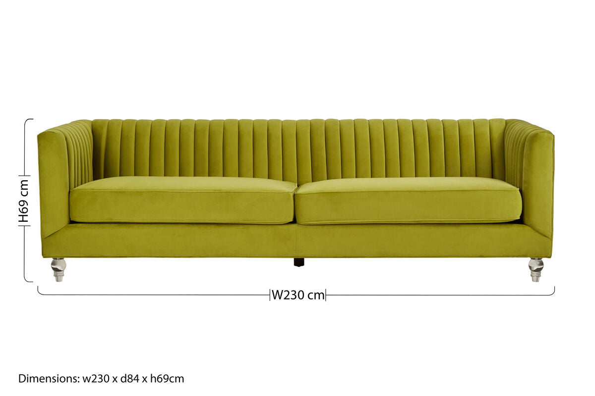 3 Seat Green Velvet Sofa, Brasa