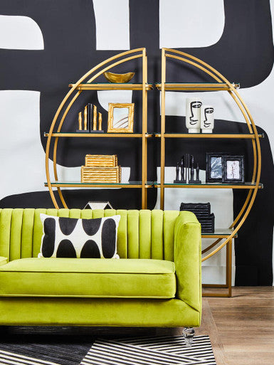 3 Seat Green Velvet Sofa, Brasa