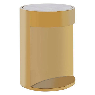 White Marble Round Side Table With Gold Metal Base, Carlox