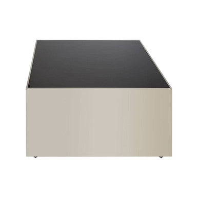 Black Tempered Glass Top Coffee Table With Silver Square Chrome Frame, Carlox