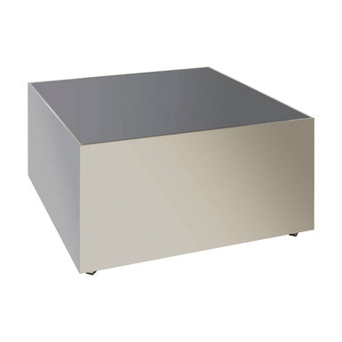 Black Tempered Glass Top Coffee Table With Silver Square Chrome Frame, Carlox