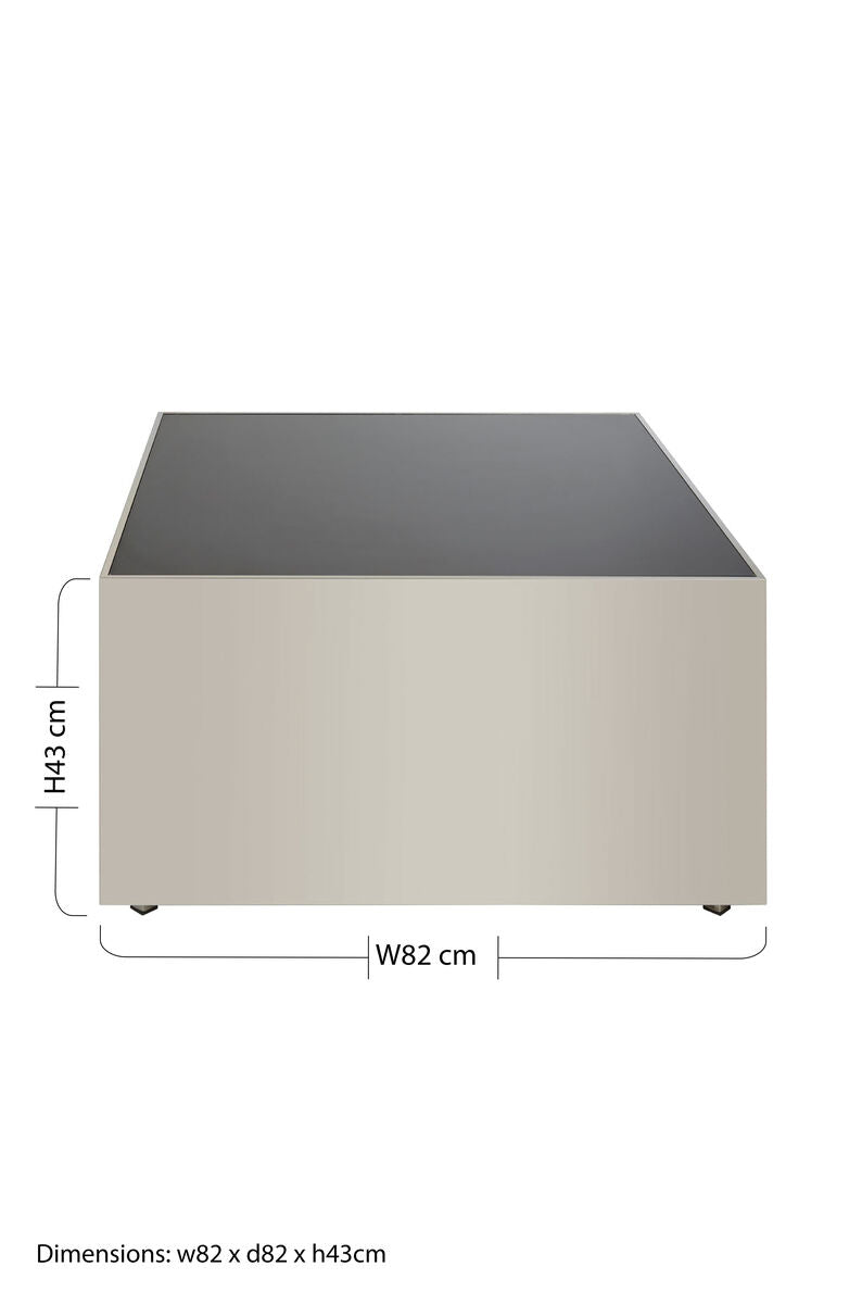 Black Tempered Glass Top Coffee Table With Silver Square Chrome Frame, Carlox
