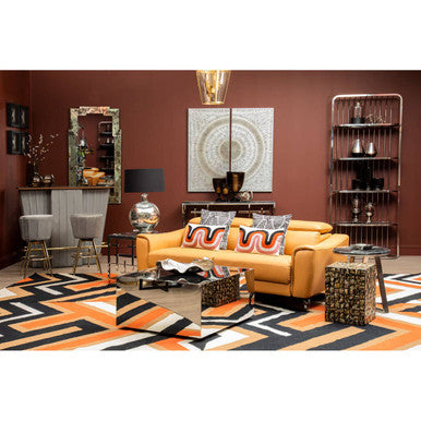 Black Tempered Glass Top Coffee Table With Silver Square Chrome Frame, Carlox