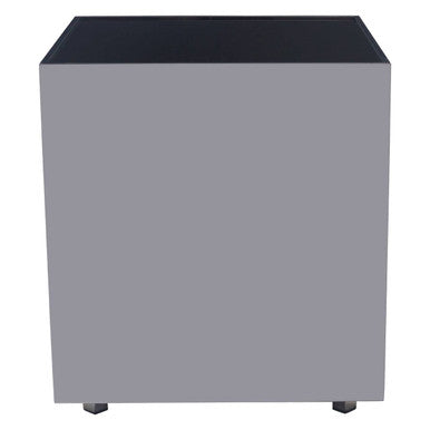 Black Tempered Glass Top Side Table With Silver Square Chrome Frame, Carlox