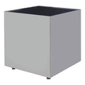 Black Tempered Glass Top Side Table With Silver Square Chrome Frame, Carlox