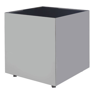 Black Tempered Glass Top Side Table With Silver Square Chrome Frame, Carlox