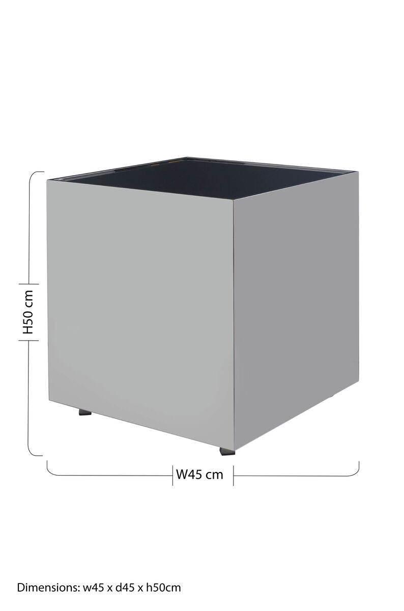 Black Tempered Glass Top Side Table With Silver Square Chrome Frame, Carlox