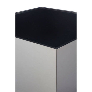 Black Tempered Glass Top Side Table With Silver Square Chrome Frame, Carlox