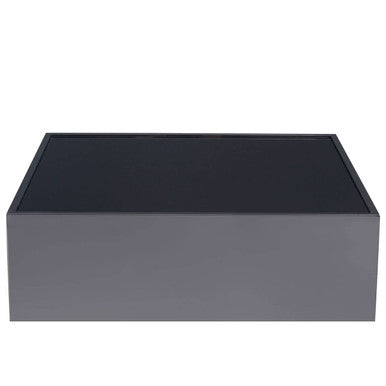 Black Tempered Glass Top Side Table With Silver Square Chrome Frame, Carlox