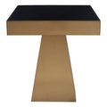 Gold Square Frame Side Table With Black Tempered Glass Top, Carlox