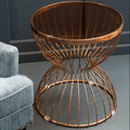 Gold Round Hourglass Base Side Table With Glass Top, Tula