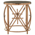 Black Glass Top Round Side Table With Rose Gold Star Stainless Steel Frame, Tula