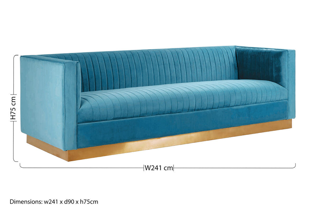3 Seat Light Blue Sofa, Opal