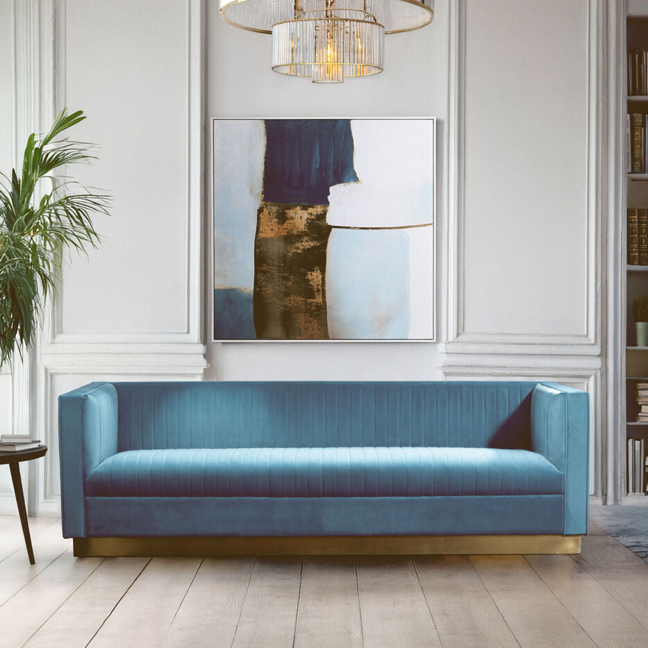 3 Seat Light Blue Sofa, Opal