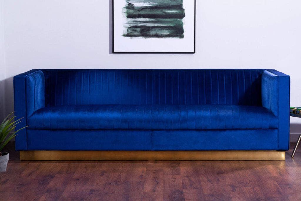3 Seat Deep Blue Sofa, Opal