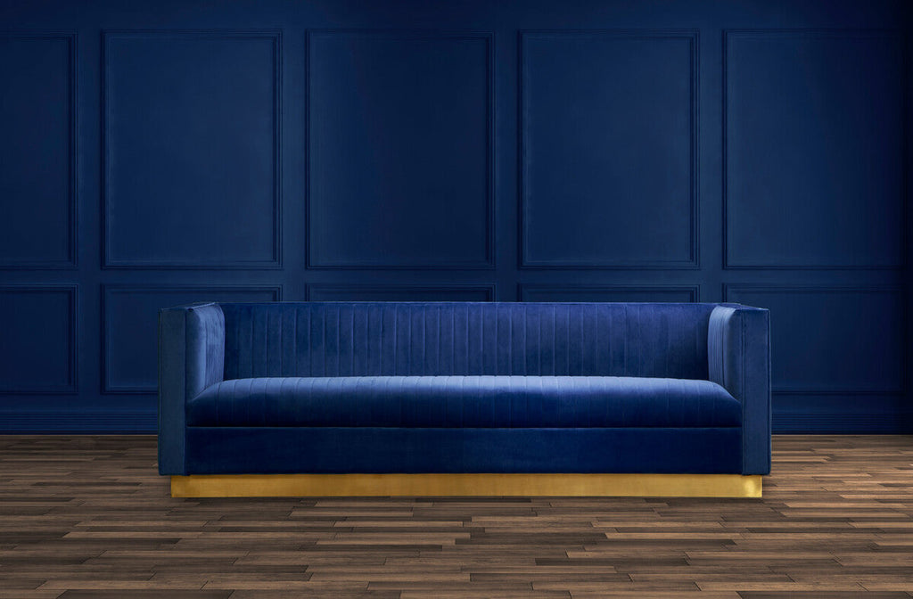 3 Seat Deep Blue Sofa, Opal