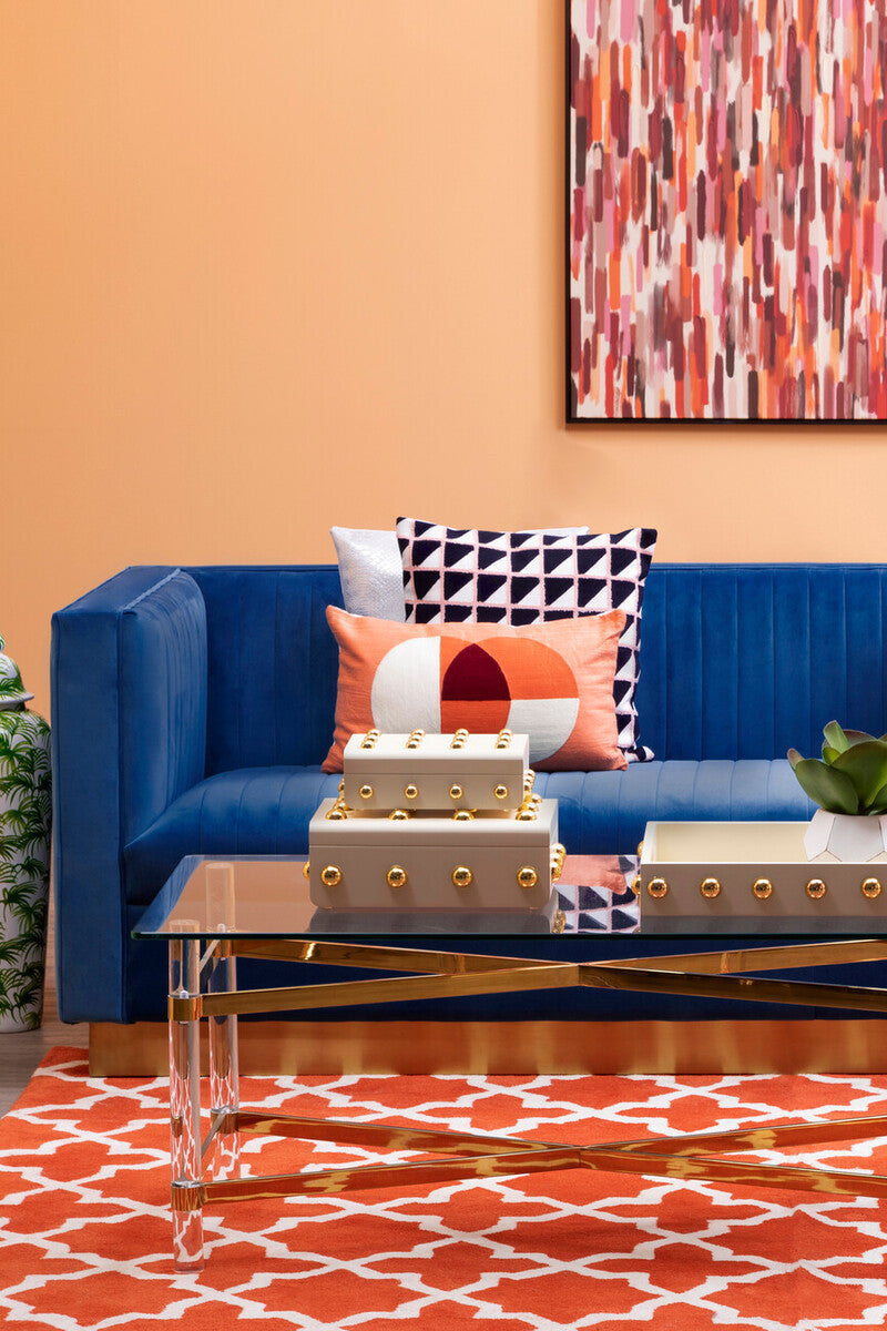 3 Seat Deep Blue Sofa, Opal