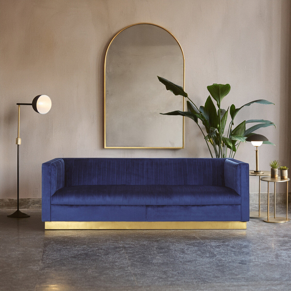 3 Seat Deep Blue Sofa, Opal