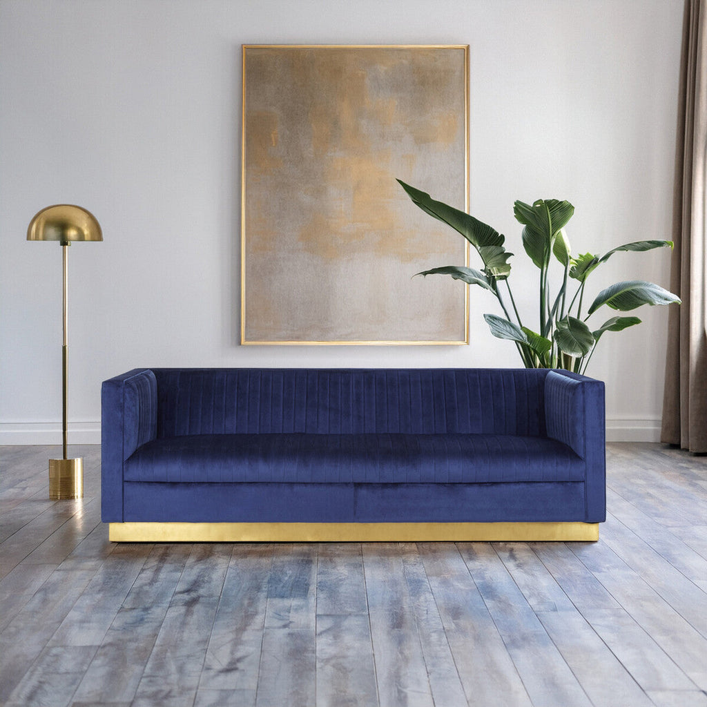 3 Seat Deep Blue Sofa, Opal