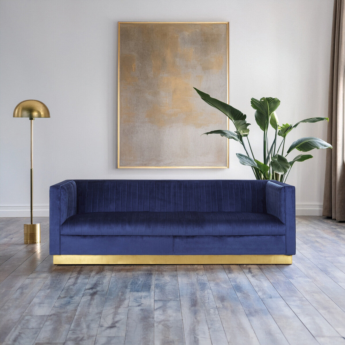 3 Seat Deep Blue Sofa, Opal