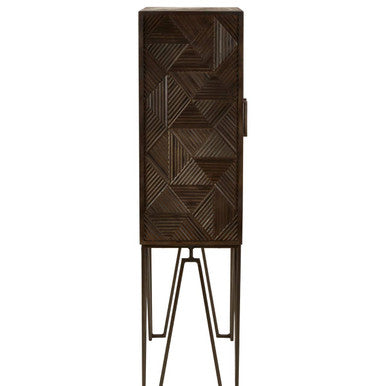 Saira Mango Wood Antique Brass Industrial Cabinet
