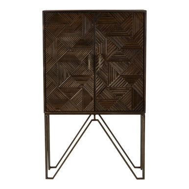 Saira Mango Wood Antique Brass Industrial Cabinet