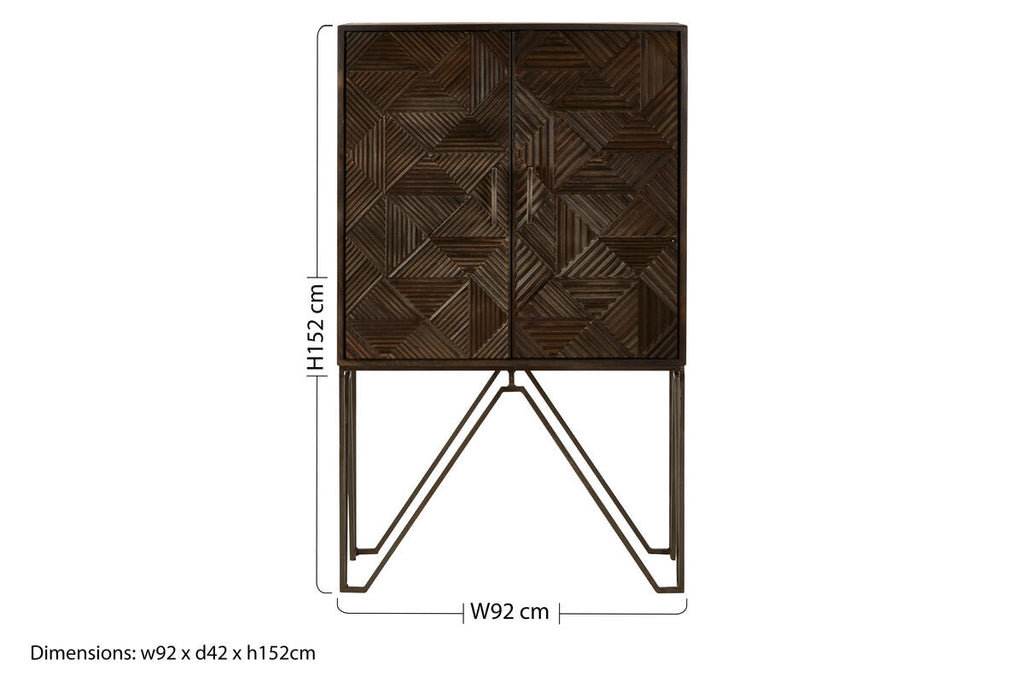 Saira Mango Wood Antique Brass Industrial Cabinet