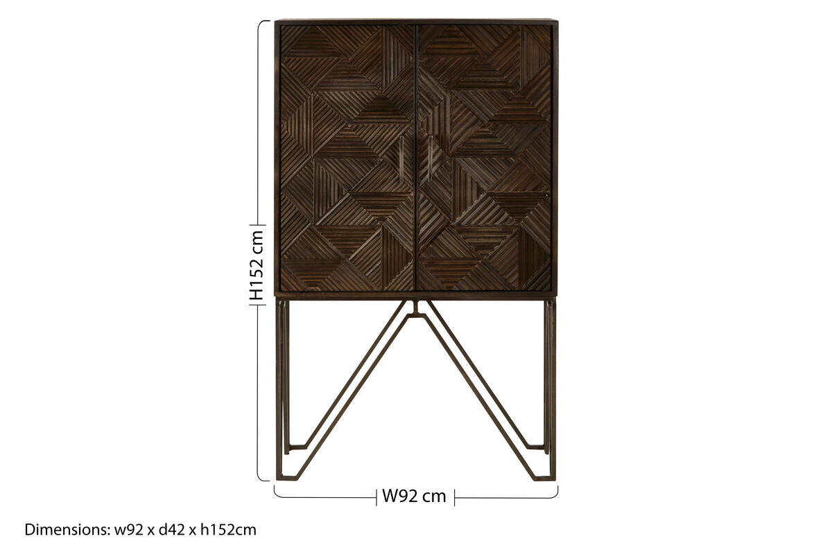Saira Mango Wood Antique Brass Industrial Cabinet