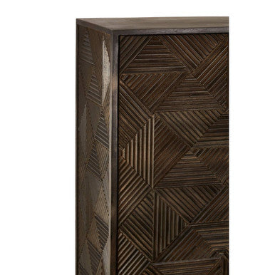 Saira Mango Wood Antique Brass Industrial Cabinet