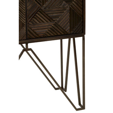 Saira Mango Wood Antique Brass Industrial Cabinet