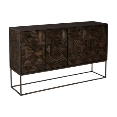 Saira Mango Wood Antique Brass Modern Sideboard