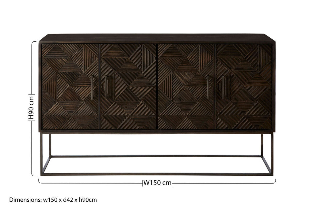 Saira Mango Wood Antique Brass Modern Sideboard