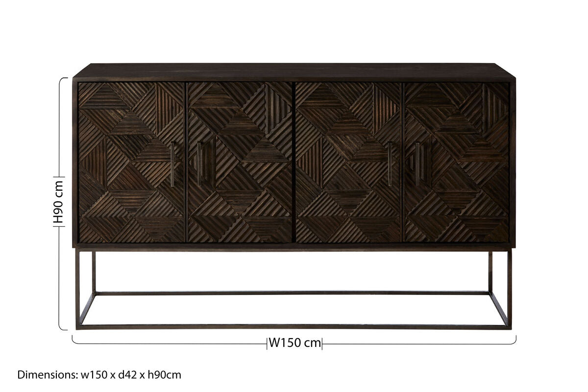 Saira Mango Wood Antique Brass Modern Sideboard