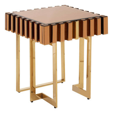 Rivoli Glass Gold Contemporary Side Table