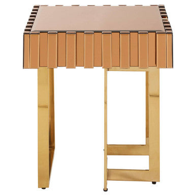 Rivoli Glass Gold Contemporary Side Table