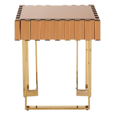 Rivoli Glass Gold Contemporary Side Table