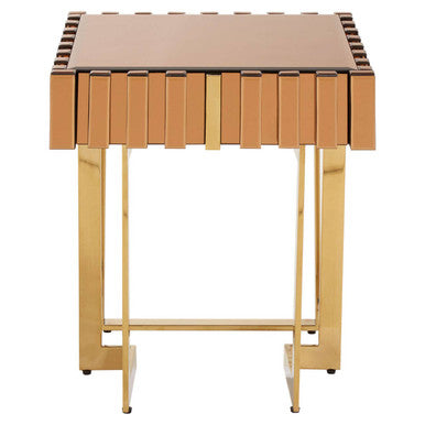 Rivoli Glass Gold Contemporary Side Table