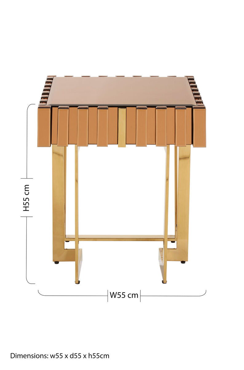 Rivoli Glass Gold Contemporary Side Table