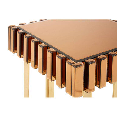 Rivoli Glass Gold Contemporary Side Table