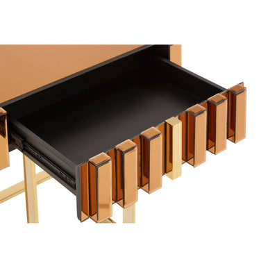 Rivoli Glass Gold Contemporary Side Table